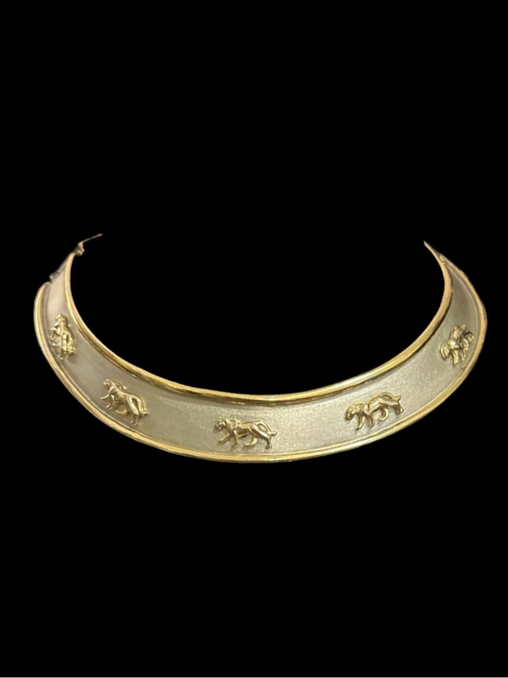 Gold-Tone Jaguar Motif Collar Necklace - Women's Jewelry